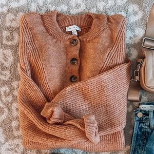 Topshop Henley Sweater in Coral